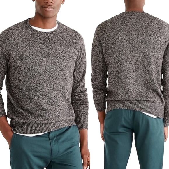 J Crew Sweater Lambswool Blend Pullover Crewneck Marled Charcoal Gray Mens Large - Picture 1 of 9